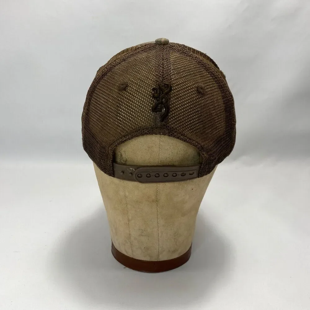 Browning Realtree Mens Cap Hat Brown Camouflage Hunt Outdoor Mesh Snap Back Flag